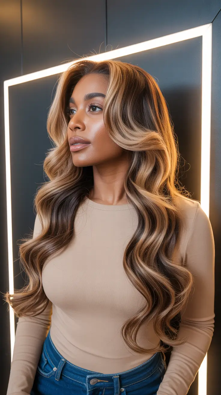 hair color for dark skin 2026 Warm Blonde Contrast