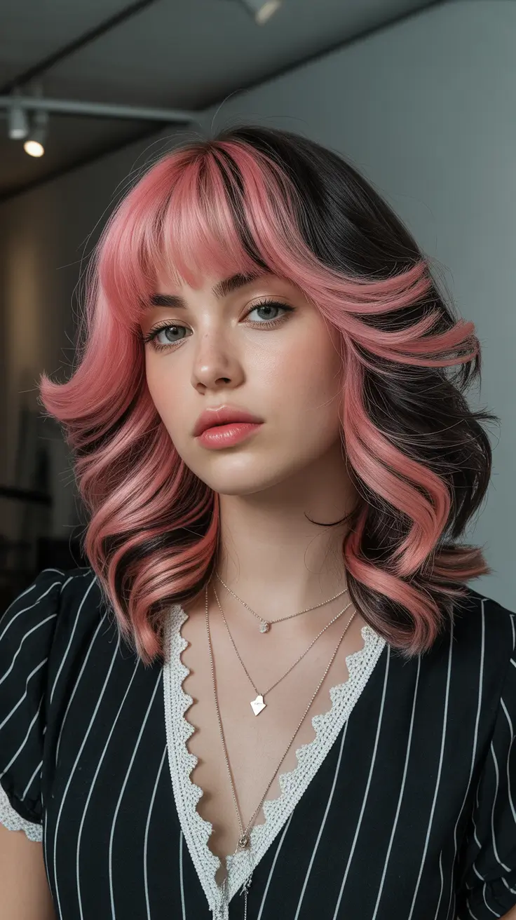 hair color light skin 2026 Pink Peekaboo Waves