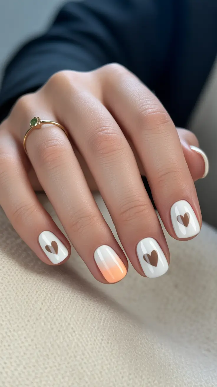 Birthday Nail Designs 2026 Short White Nails with Hearts