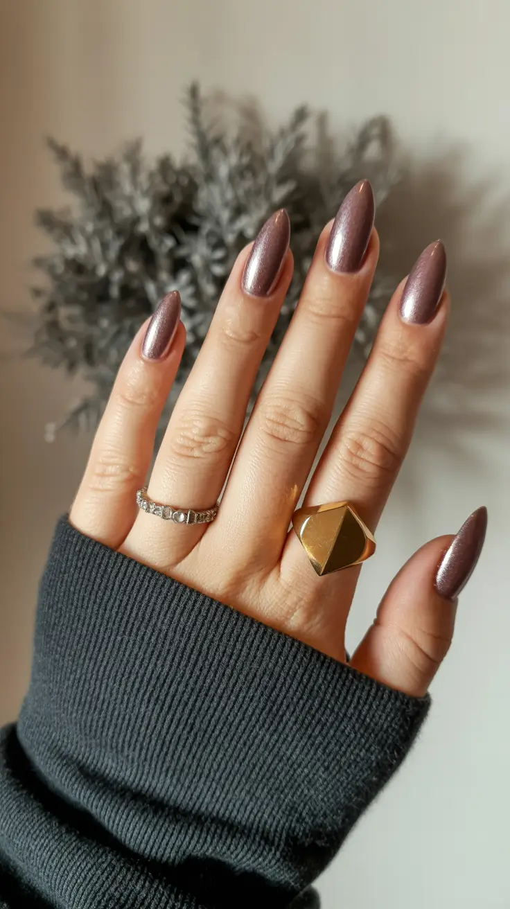 Birthday Nail Designs 2026 Metallic Almond Nails