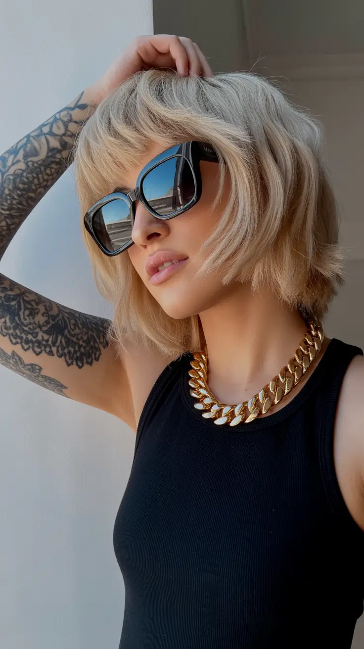 bob haircut 2026 Textured Modern Bob with Fringe