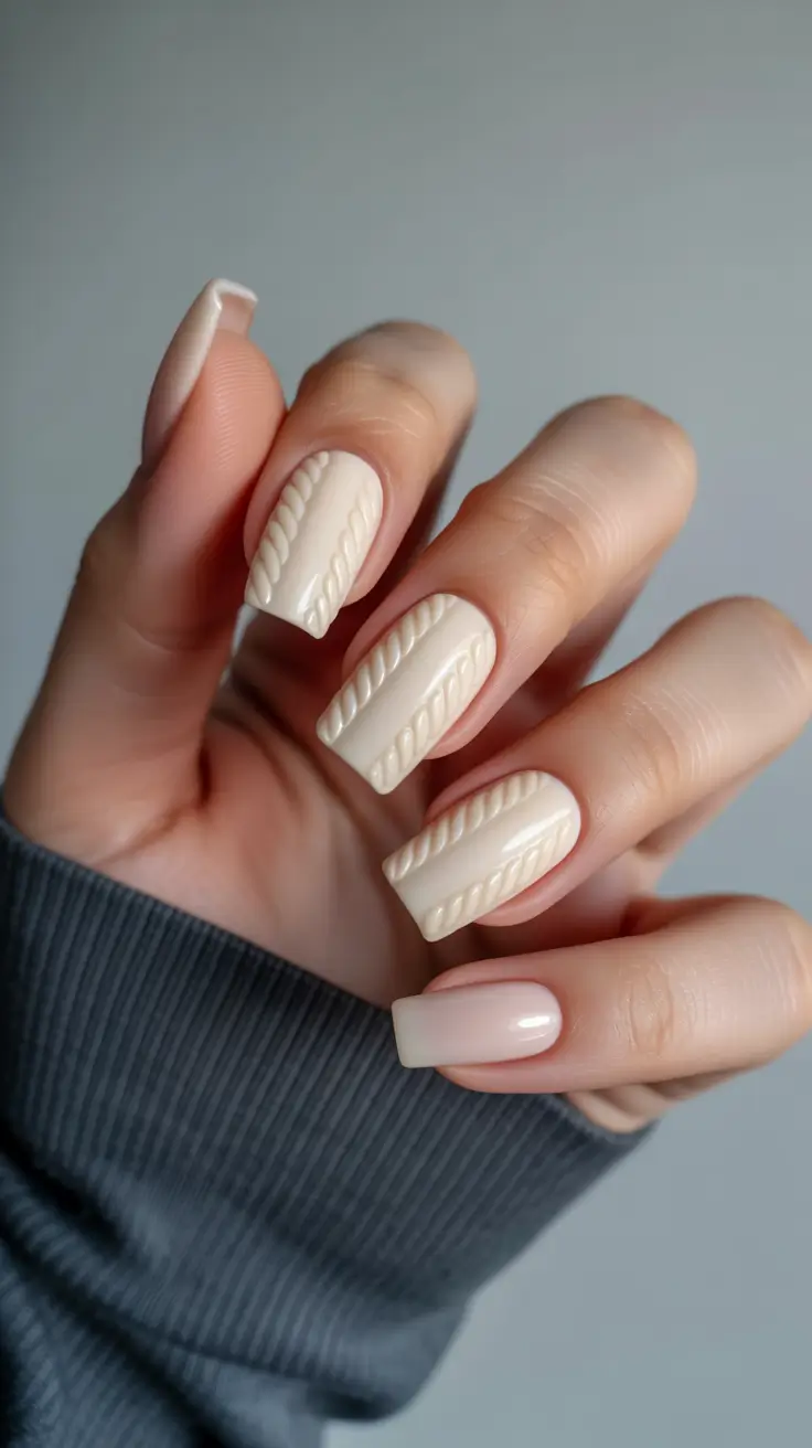 classy nails aesthetic 2026 Cream Neutral Textured Nails