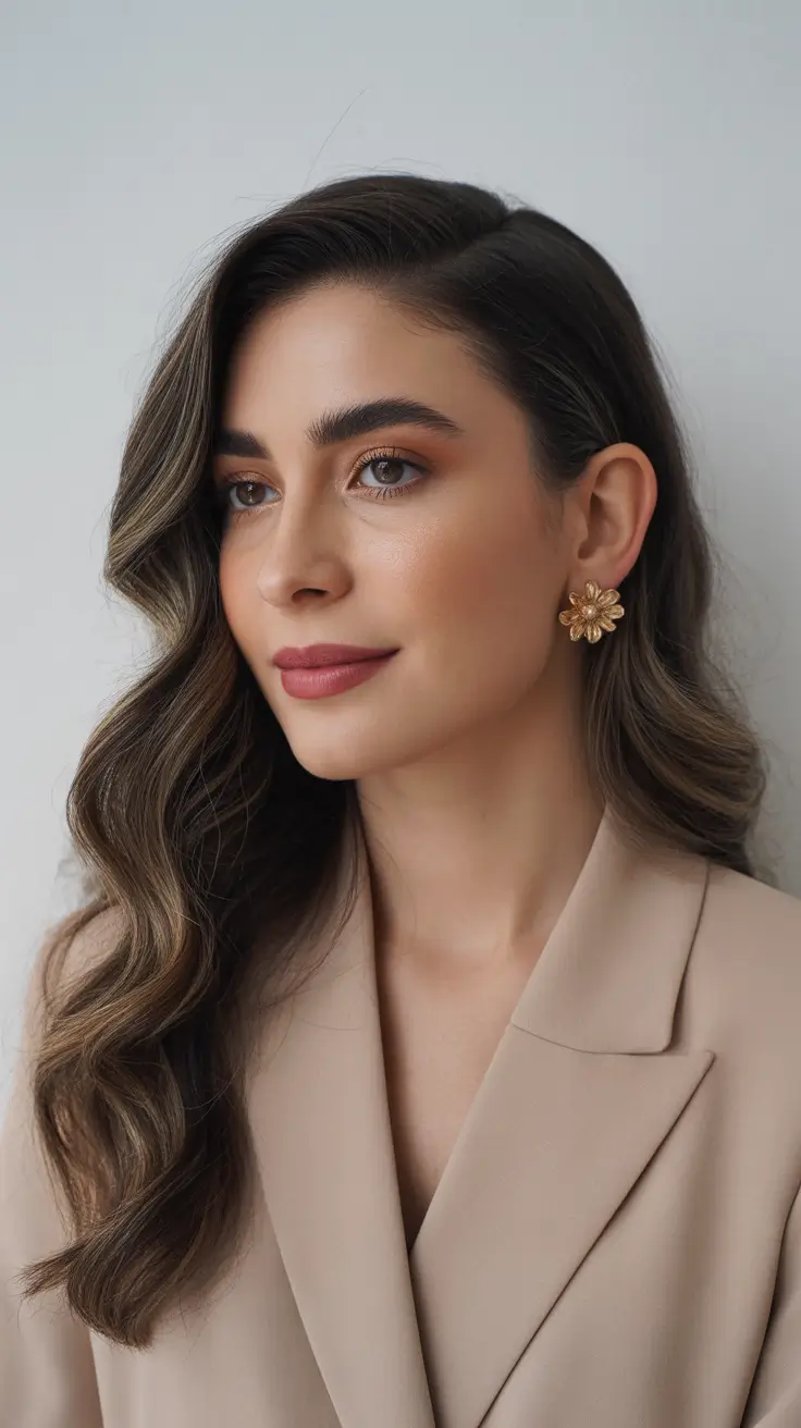 quick hairstyles 2026 Soft Waves With Side Part Elegance