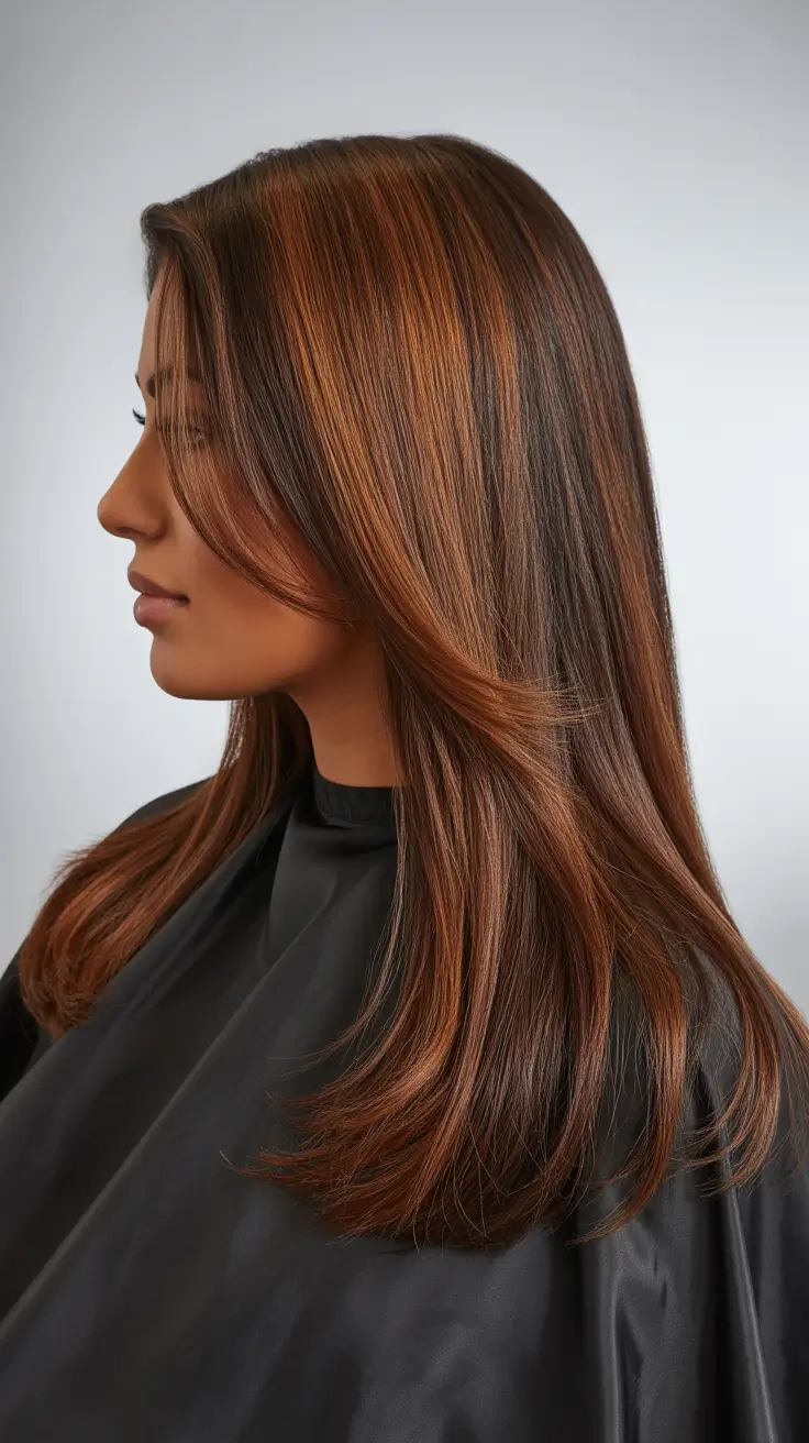 Haircut Ideas 2026 Caramel Brunette Straight Cut With Sleek Highlights