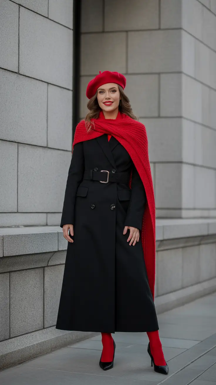 outfits ideas 2026 Classic Red with Parisian Confidence