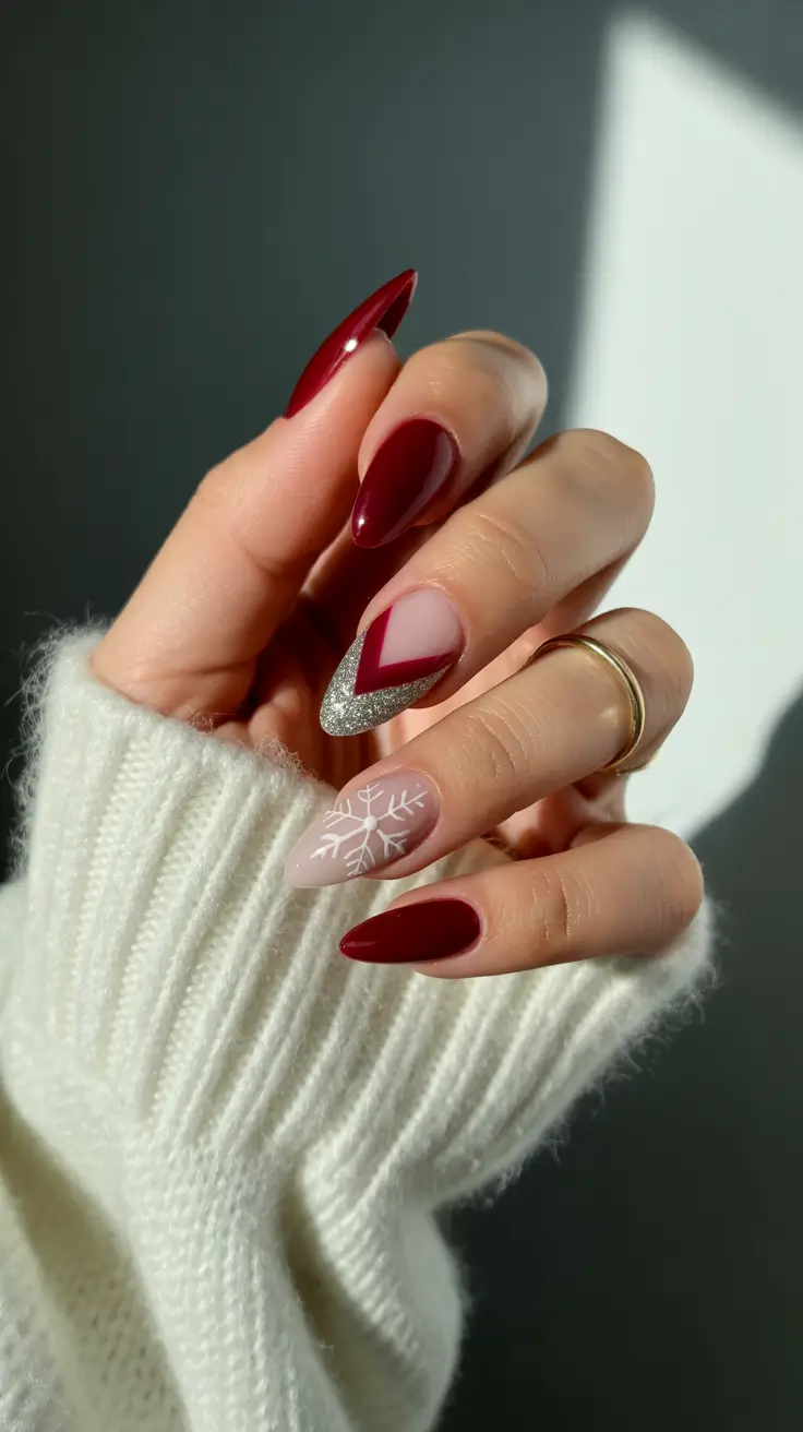 Holiday Nails Inspiration 2026 Deep Red Graphic Design