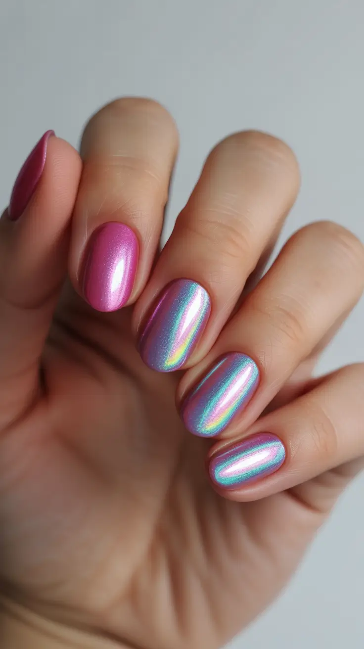 nail colors 2026 Iridescent Pastel Chrome for Early Spring