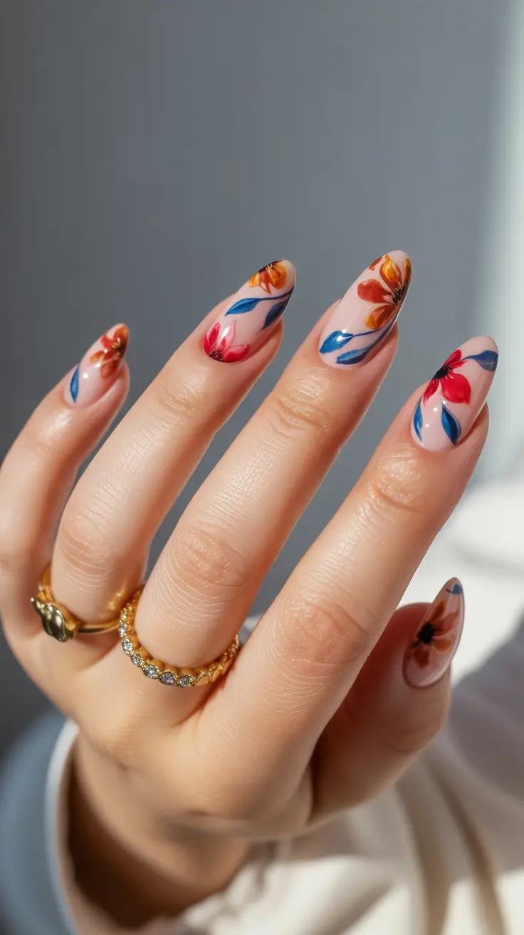 Almond Nails Fresh Ideas 2026 Floral Almond Nail Art