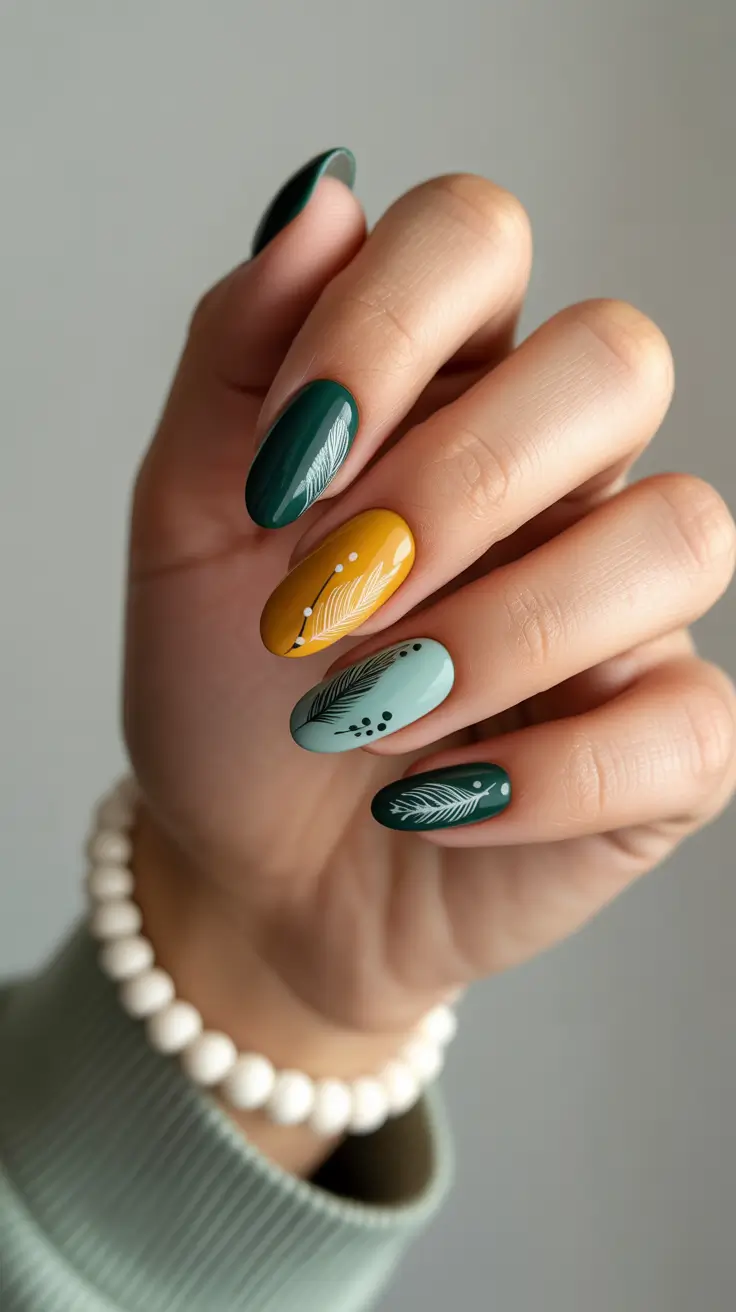 Almond Nails Fresh Ideas 2026 Green Botanical Almond Nails