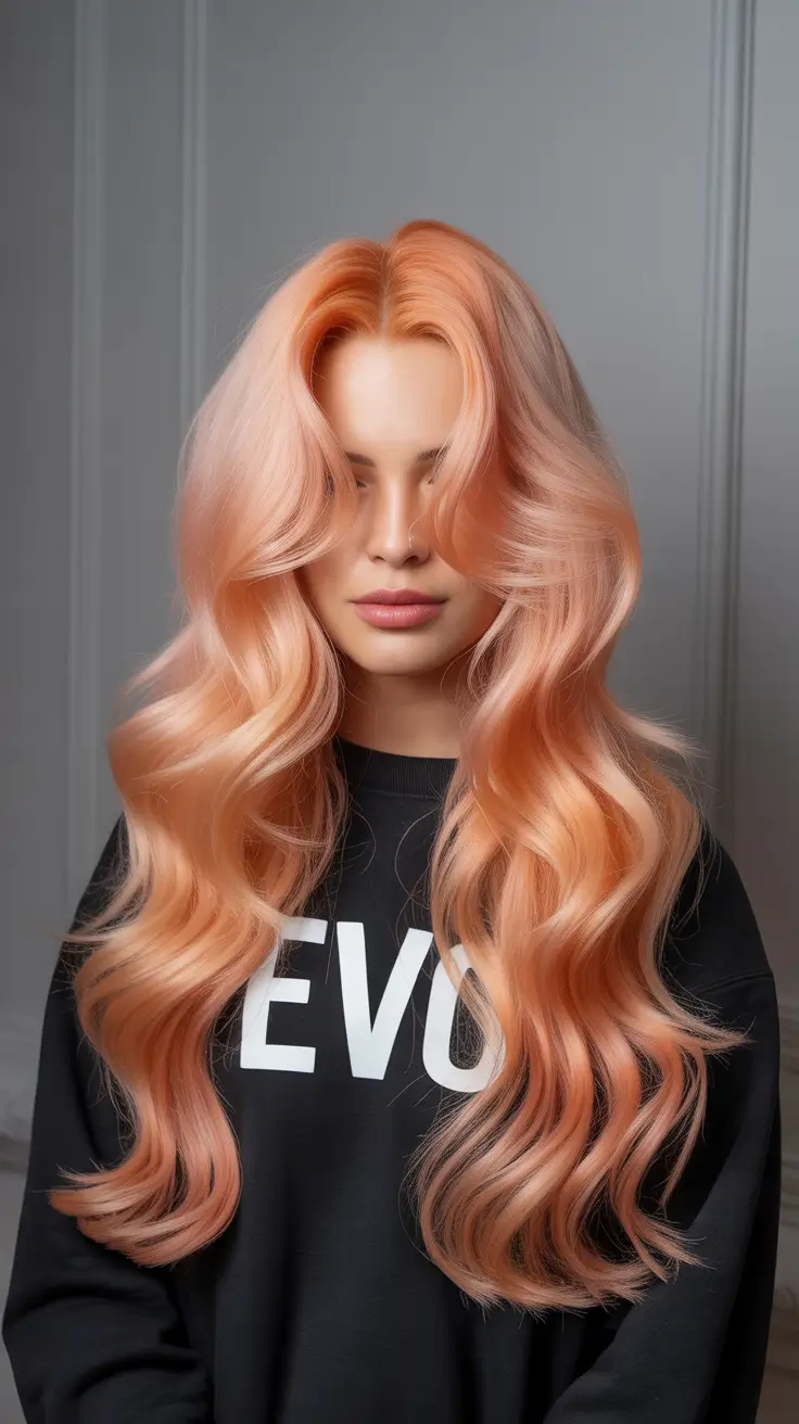 auburn hair color 2026 Peachy Light Auburn Waves