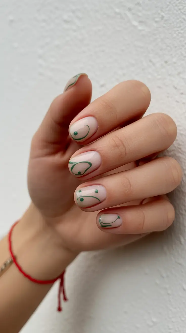 Best Gel Nails 2026 Short Natural Gel Nails With Green Minimal Art