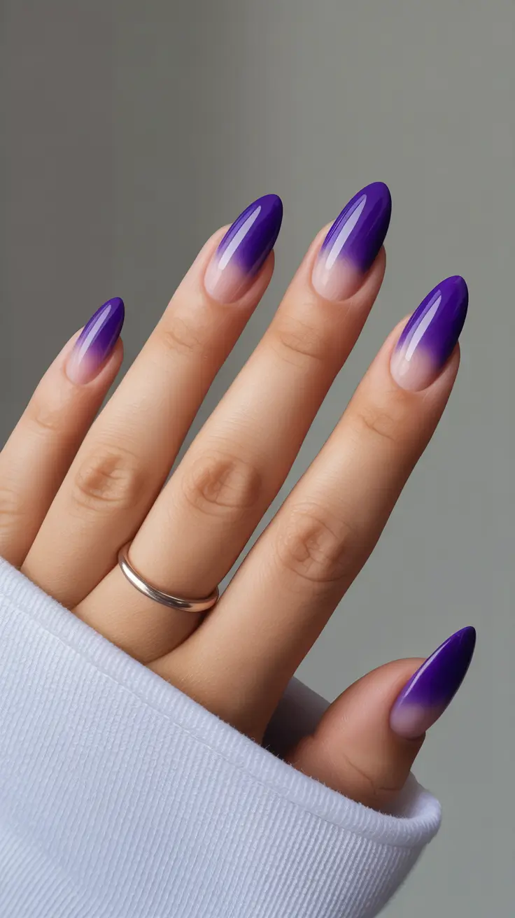 Best Gel Nails 2026 Purple Aura Gel Nails With Glossy Fade