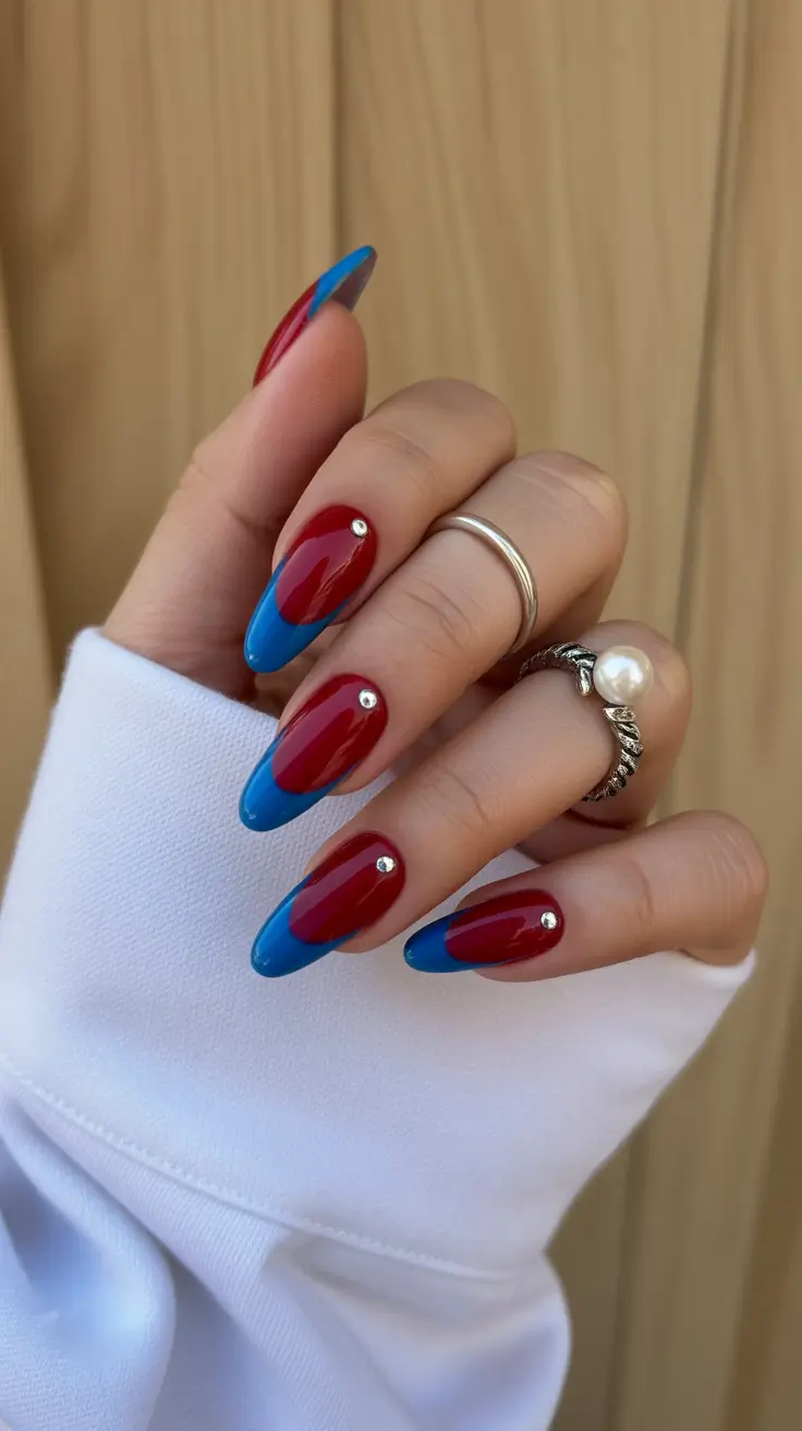 Best Gel Nails 2026 Red Blue French
