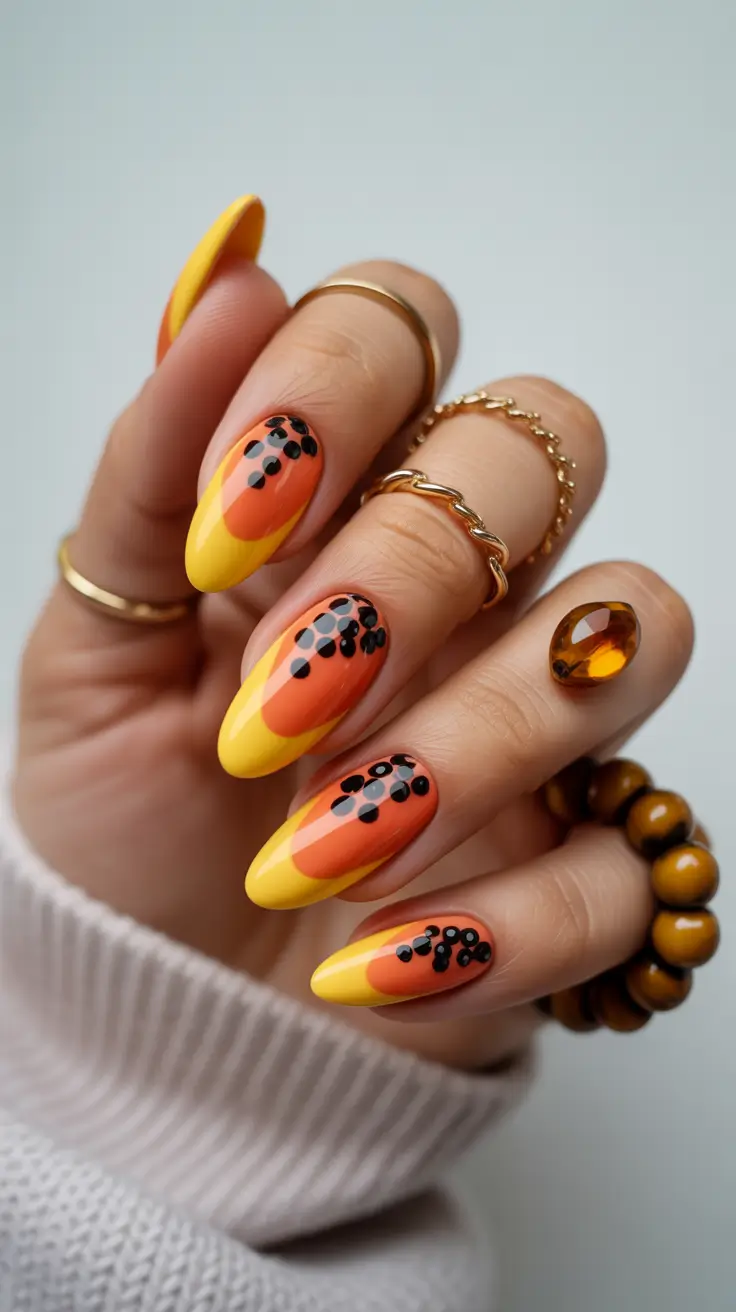 Best Gel Nails 2026 Sunset Aura Gel Nails With Graphic Dots