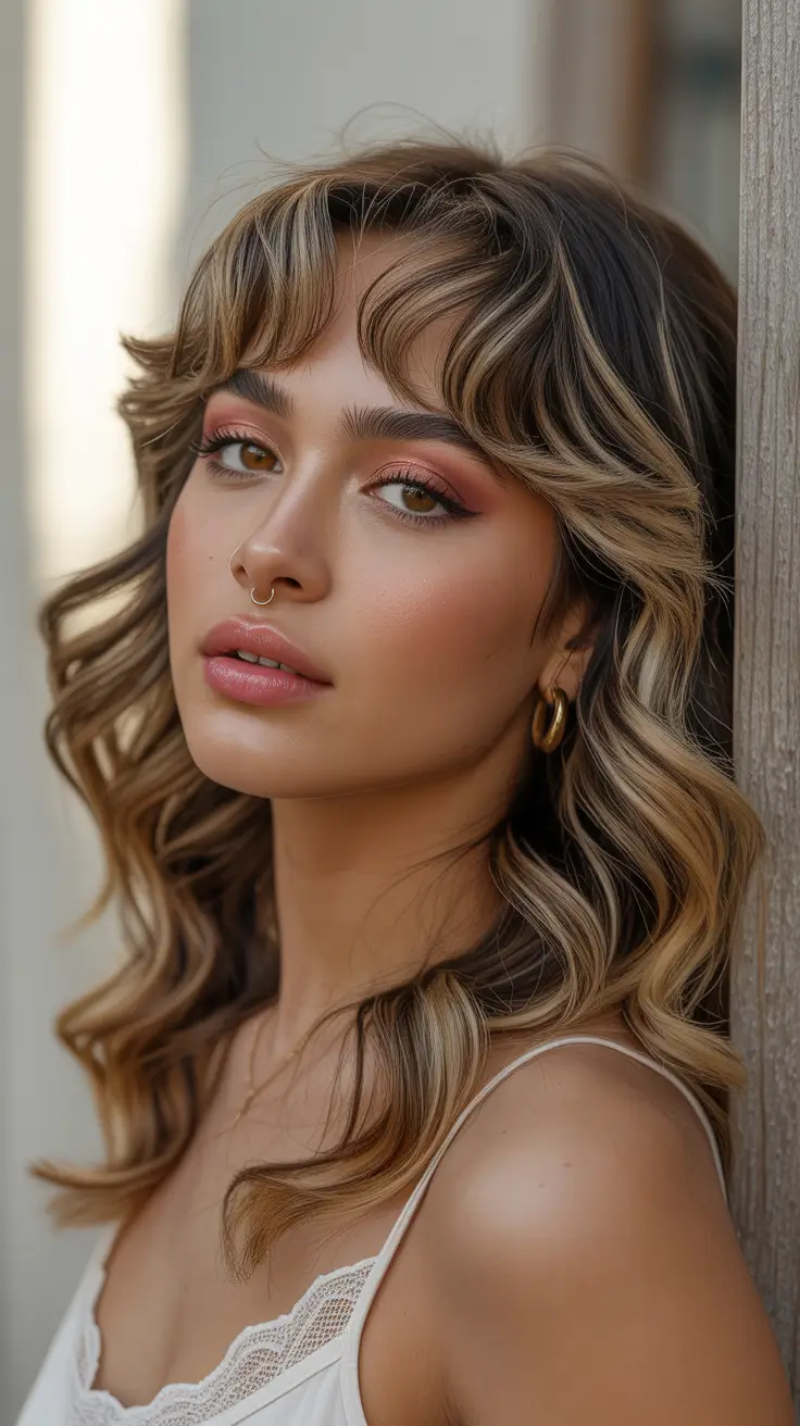 hair color for tan skin 2026 Golden Caramel Layers