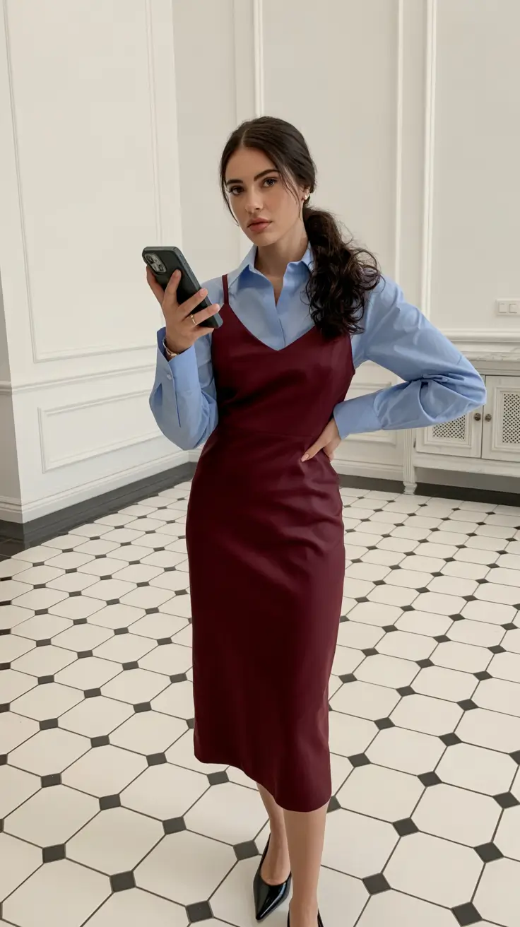 office outfits 2026 Burgundy Ease