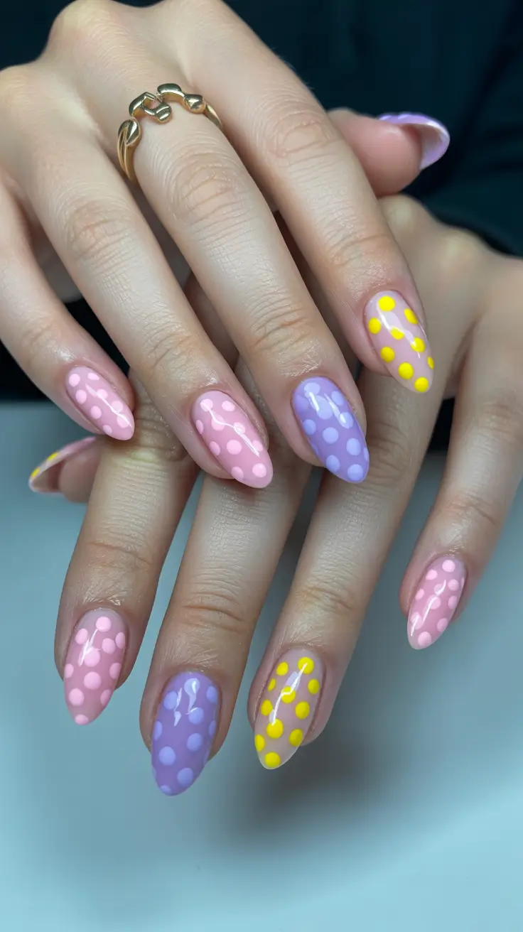 Birthday Nail Designs 2026 Pastel Polka Dot Nails