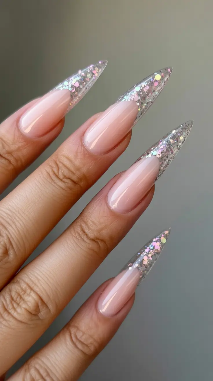 Birthday Nail Designs 2026 Glitter French Almond