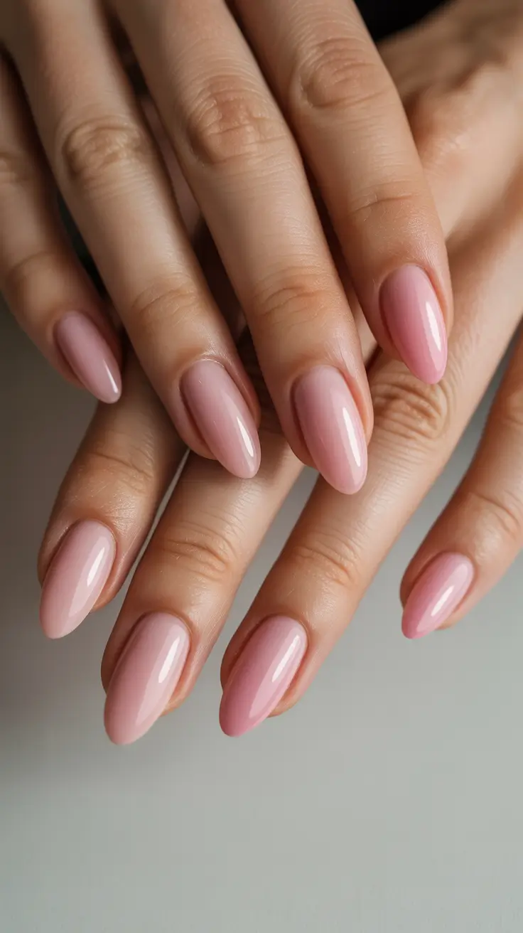 Bright Pink Nails 2026 Soft Pink Almond Nails With a Natural Glow