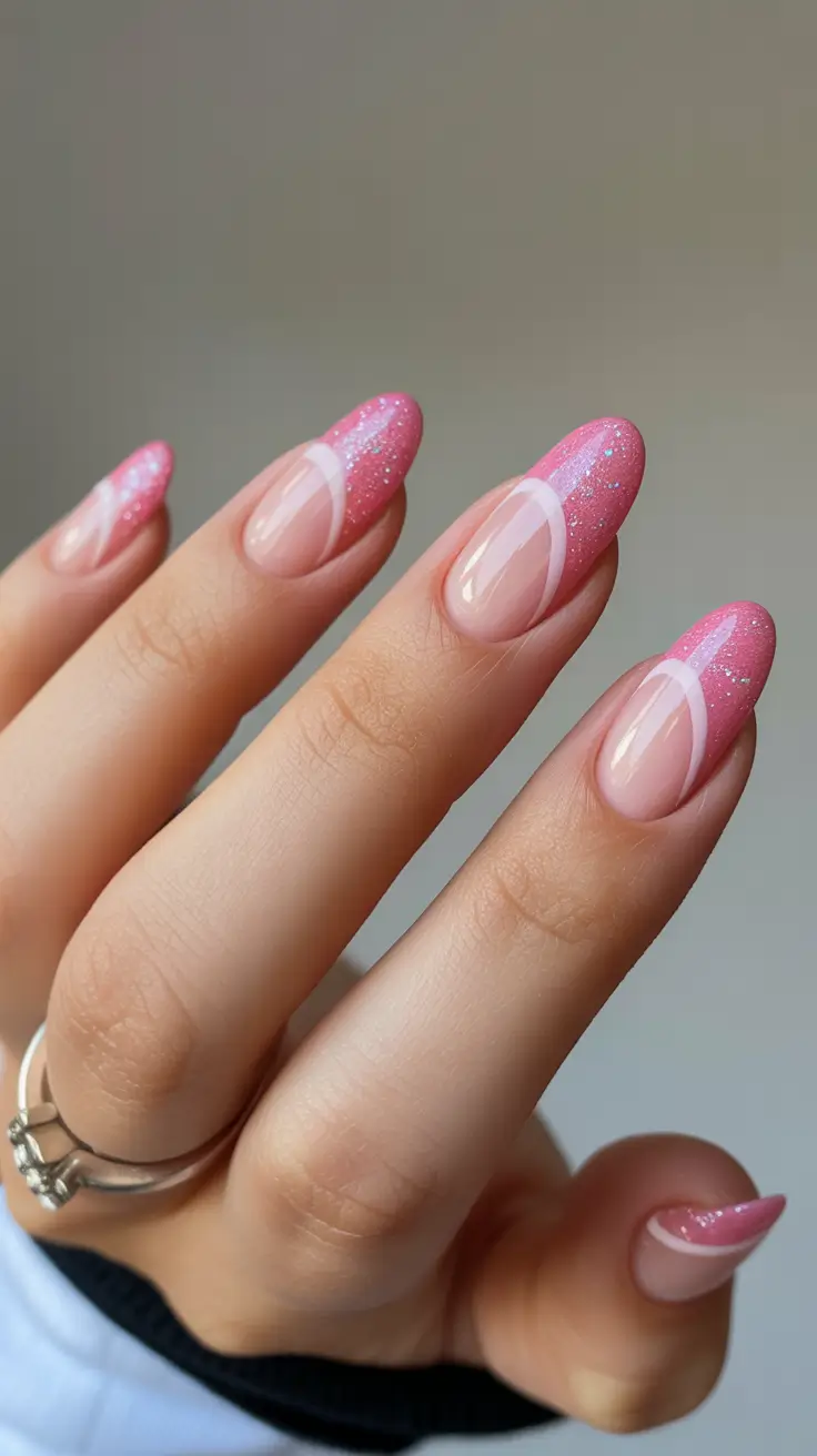 Bright Pink Nails 2026 Soft Pink Glitter Nails That Catch the Light