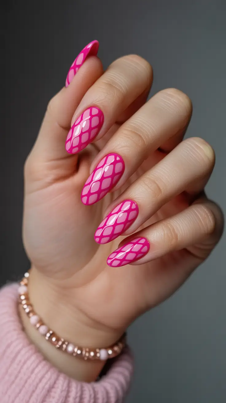 Bright Pink Nails 2026 Hot Pink Graphic Nails with a Playful Twist