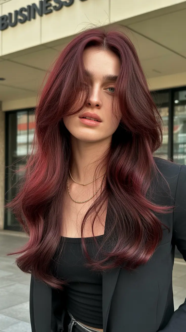 brunette hair color 2026 Red Velvet Bronde with a Twist