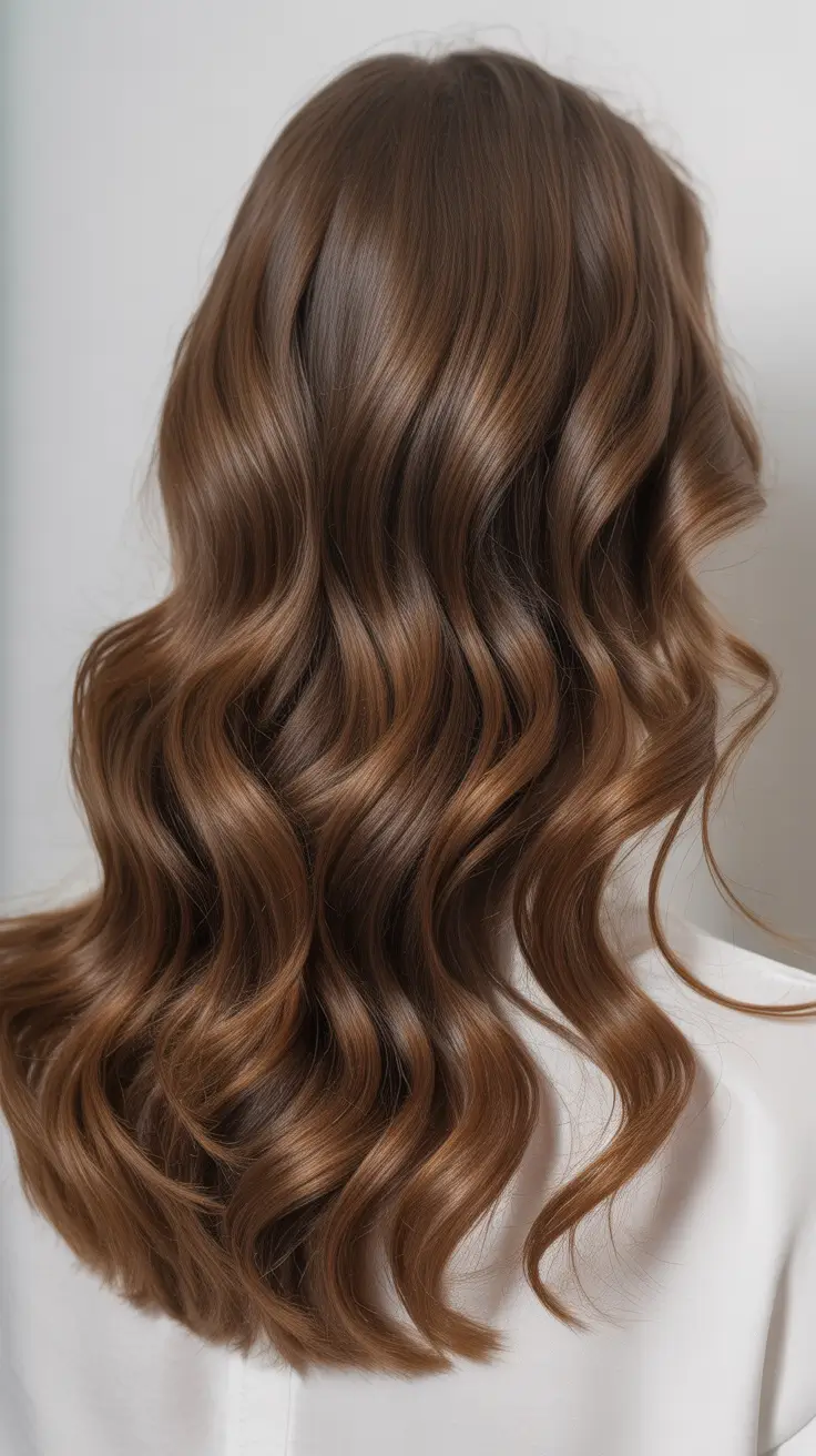 brunette hair color 2026 Golden Mocha Waves