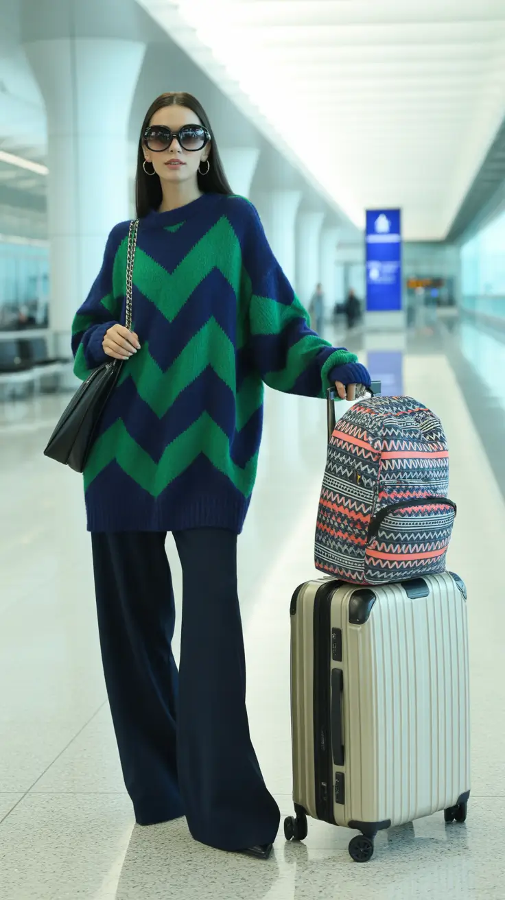 travel outfits 2026 - Bold and Comfortable: Airport Ready with a Pop of Color