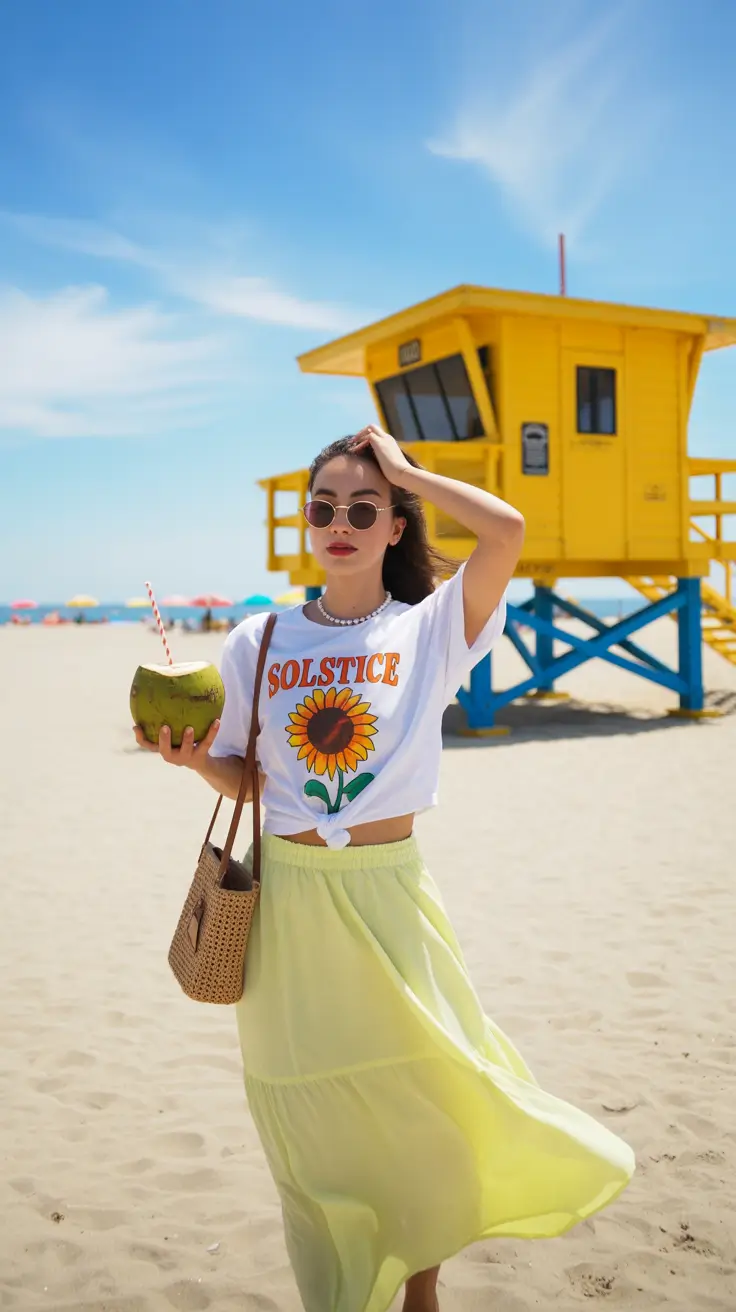 travel outfits 2026 - Effortlessly Cool: Beachside Vibes in Bright Yellow