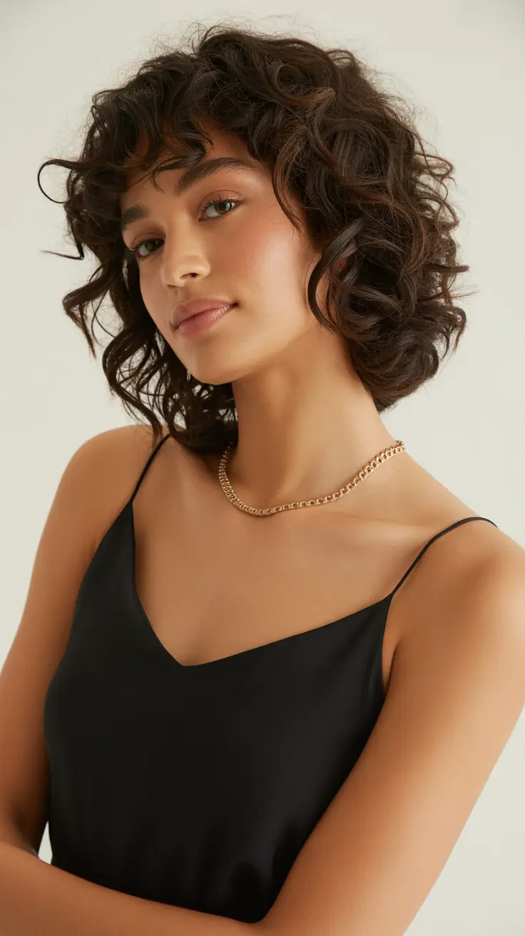 bob haircut 2026 Stacked Curly Chocolate Bob