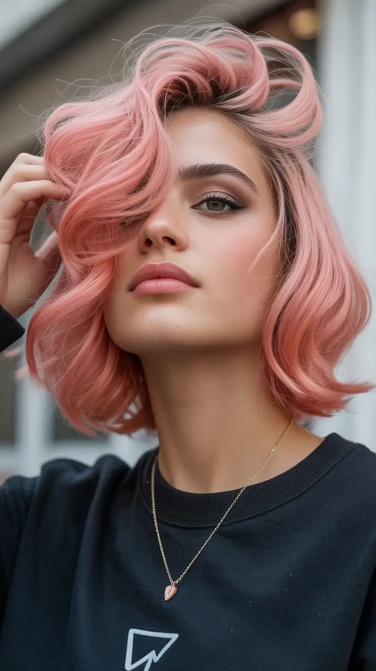 bob haircut 2026 Peach Coral Volume Bob