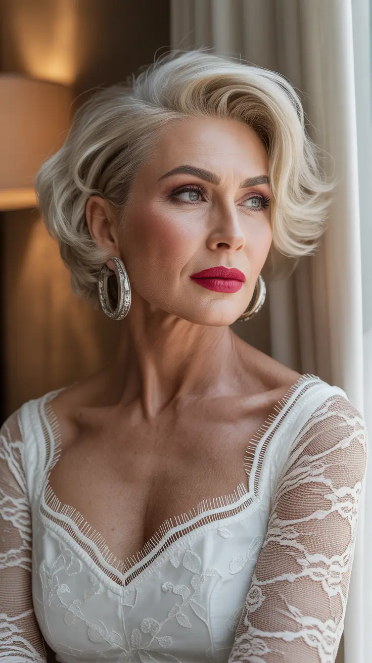 Short Haircuts 2026 Soft Sculpted Blonde Bob With Vintage Glamour