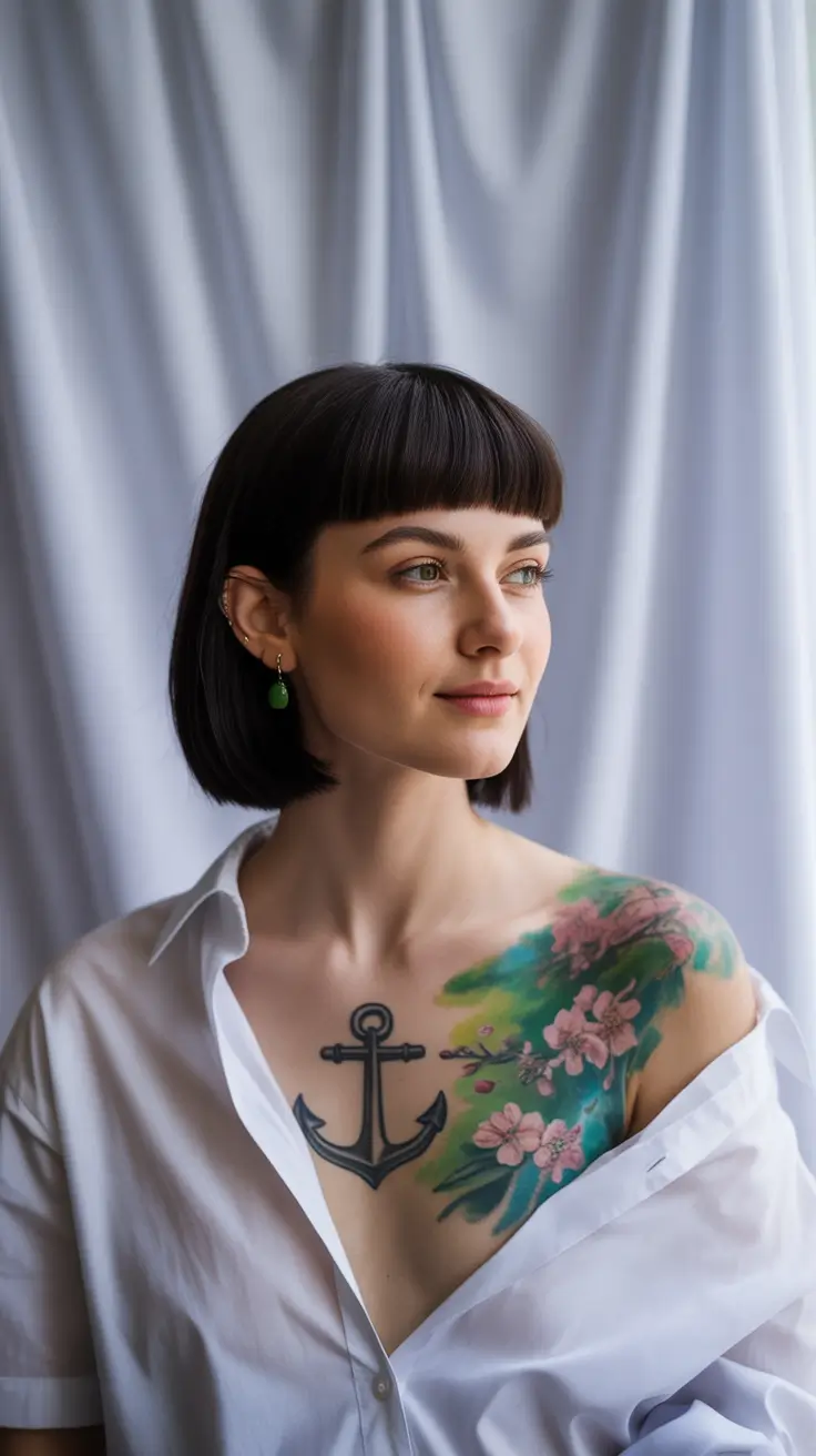 Short Haircuts 2026 Soft Blunt Bob with Baby Bangs Energy