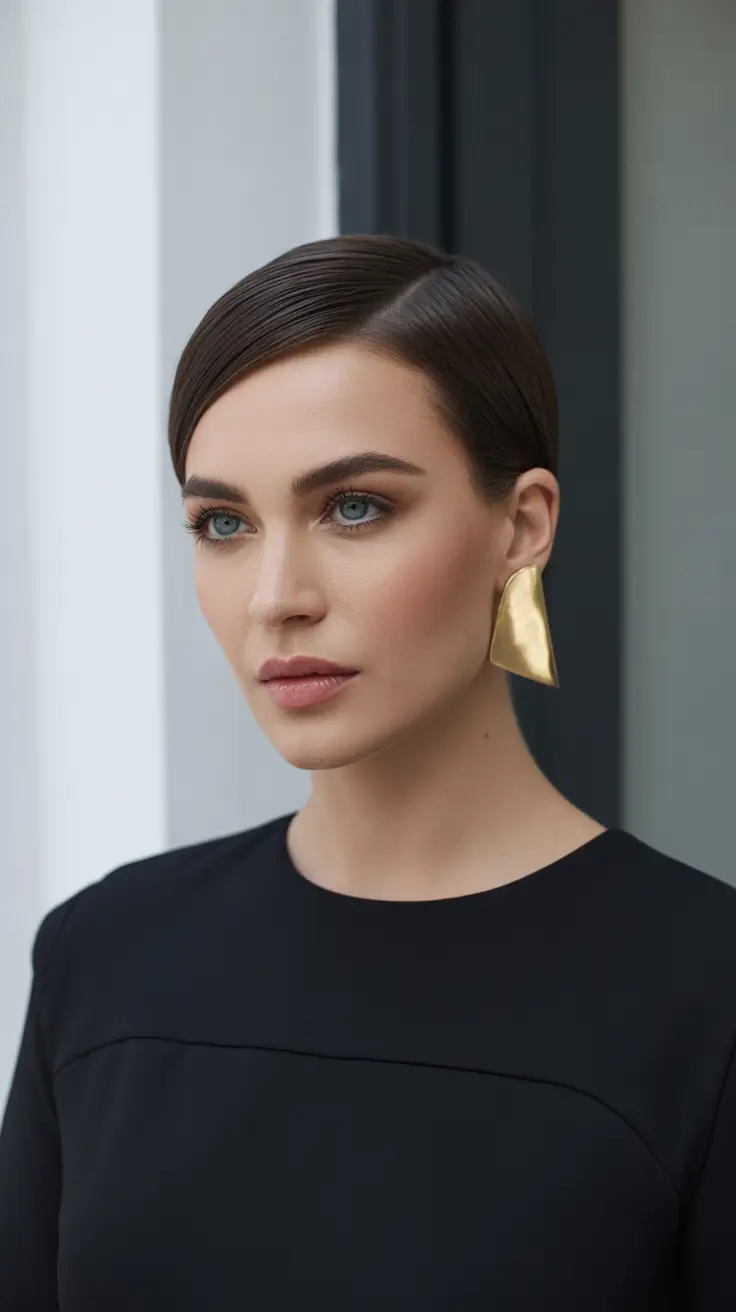 Short Haircuts 2026 Sleek Side Part Crop with Sculptural Precision