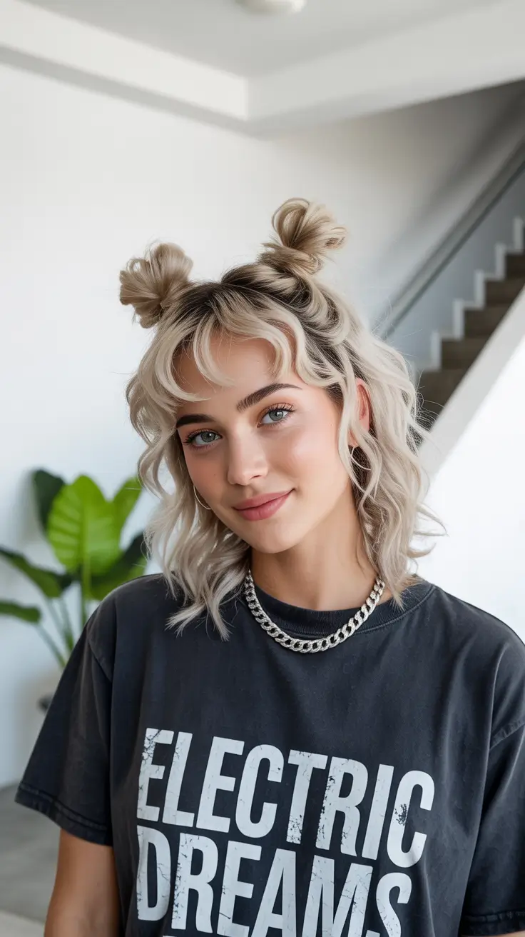 chic-short-hairstyles-for-women-2026-half-up-buns