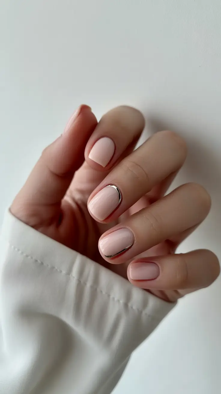 Classy nails aesthetic 2026 Micro French Nails with Thin Metallic Edge