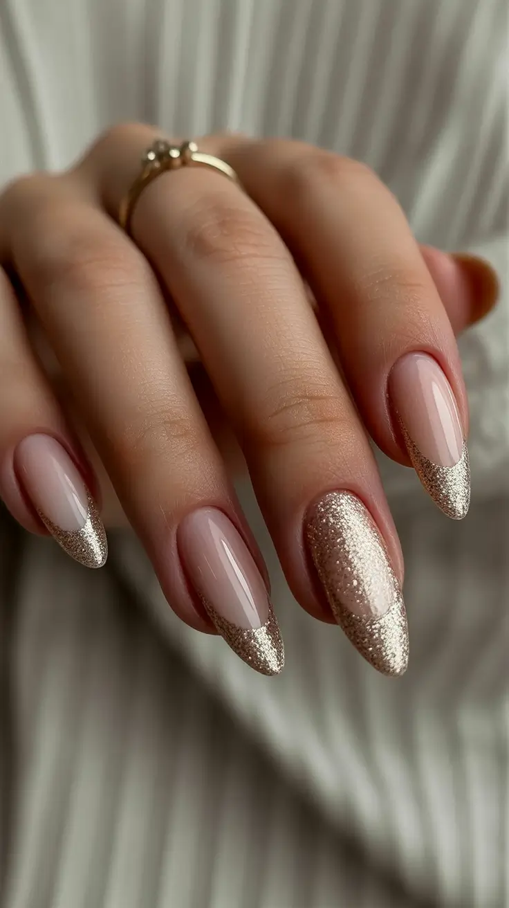 Classy nails aesthetic 2026 Glitter French Tips