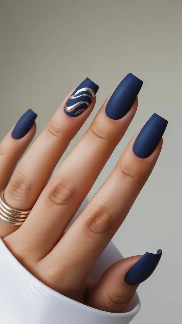 Coffin Shape Nails Ideas 2026 Blue Matte Coffin