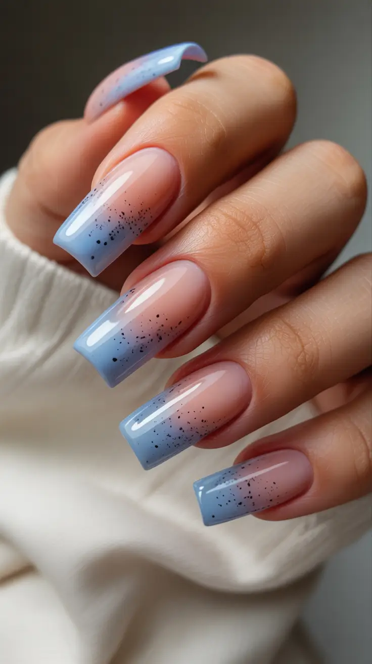 Coffin Shape Nails Ideas 2026 Soft Blue French