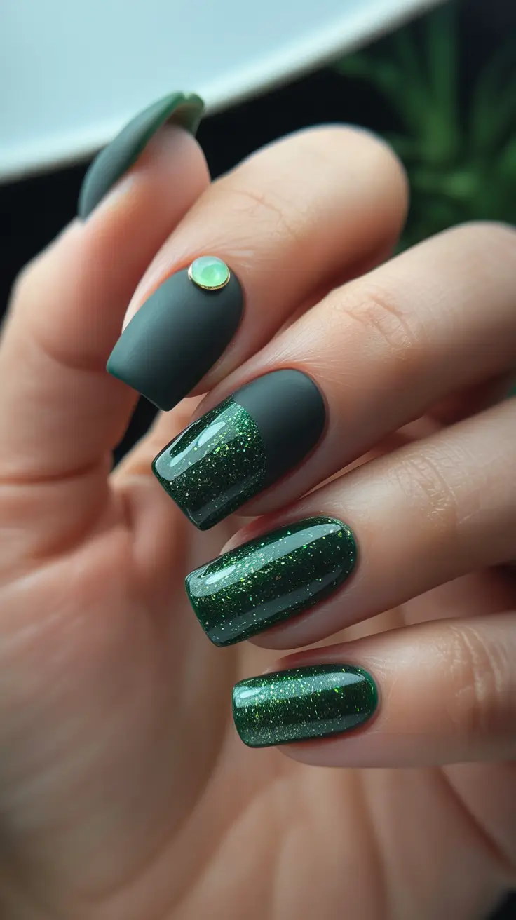 Coffin Shape Nails Ideas 2026 Matte Green