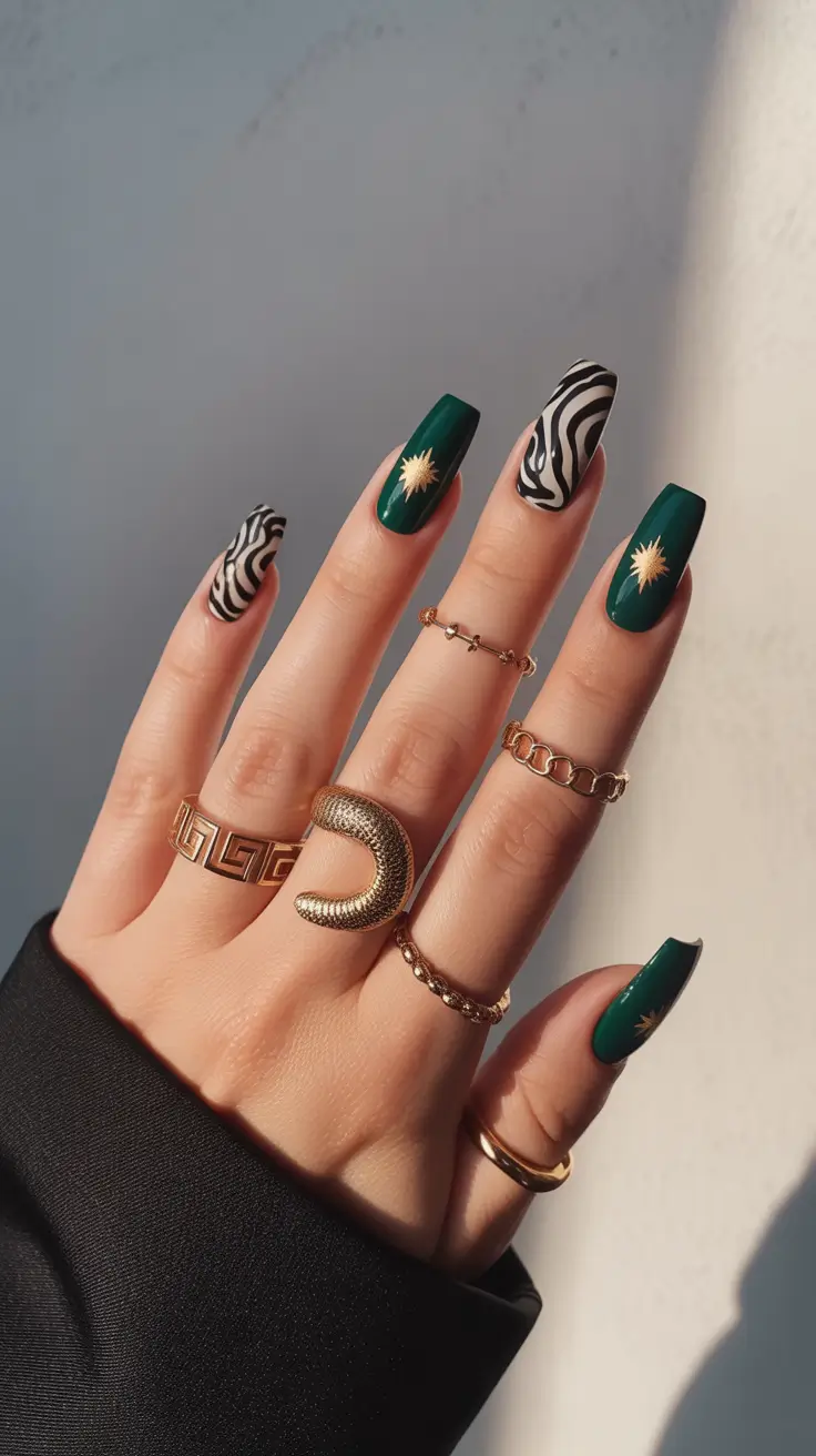 Coffin Shape Nails Ideas 2026 Green Y2K Design