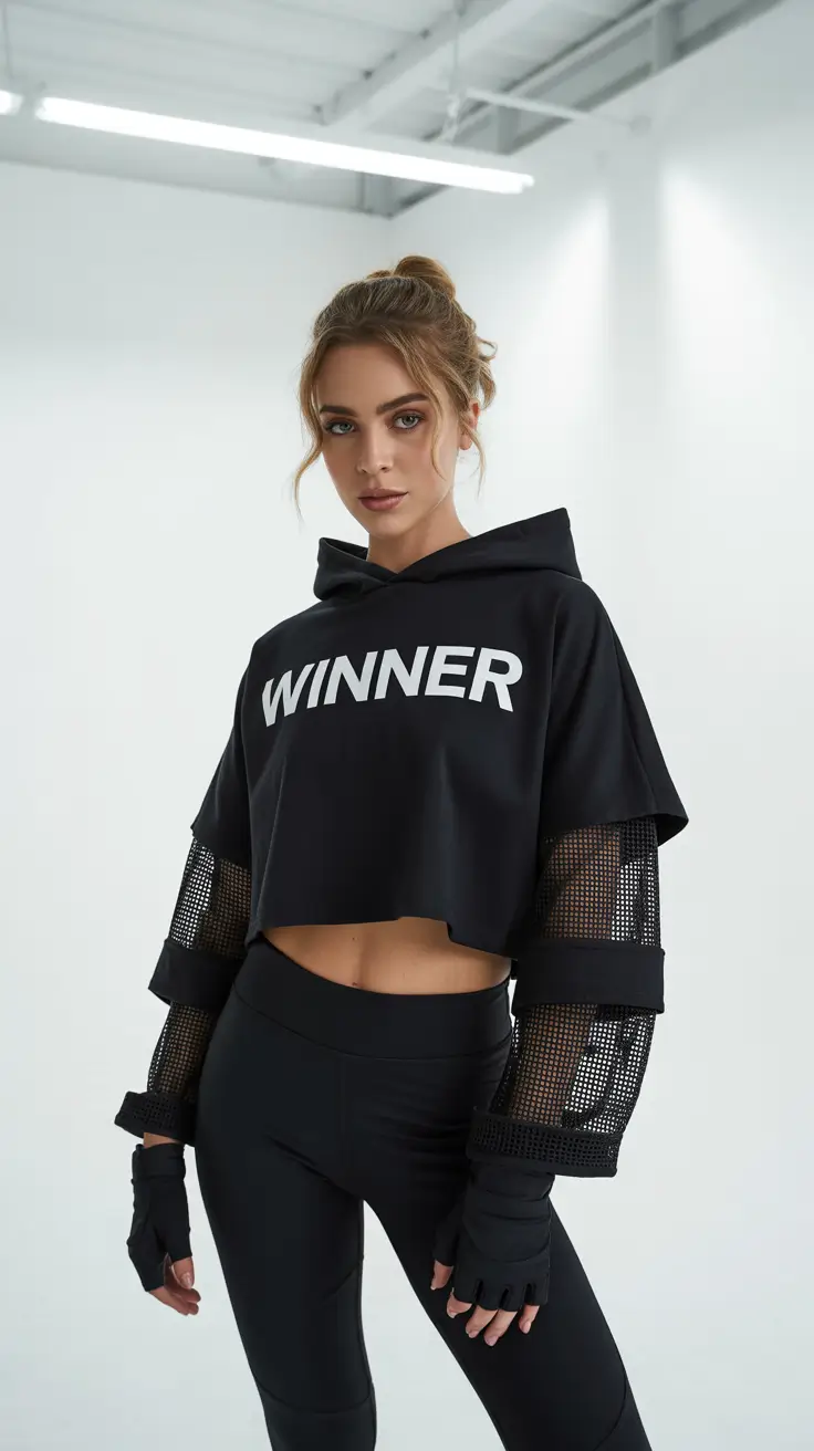 workout outfits 2026 Street Champion Power in Black Mesh