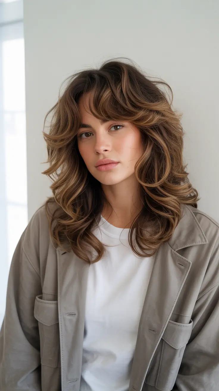 wolf haircut 2026 Soft Chestnut Flow with Natural Layers