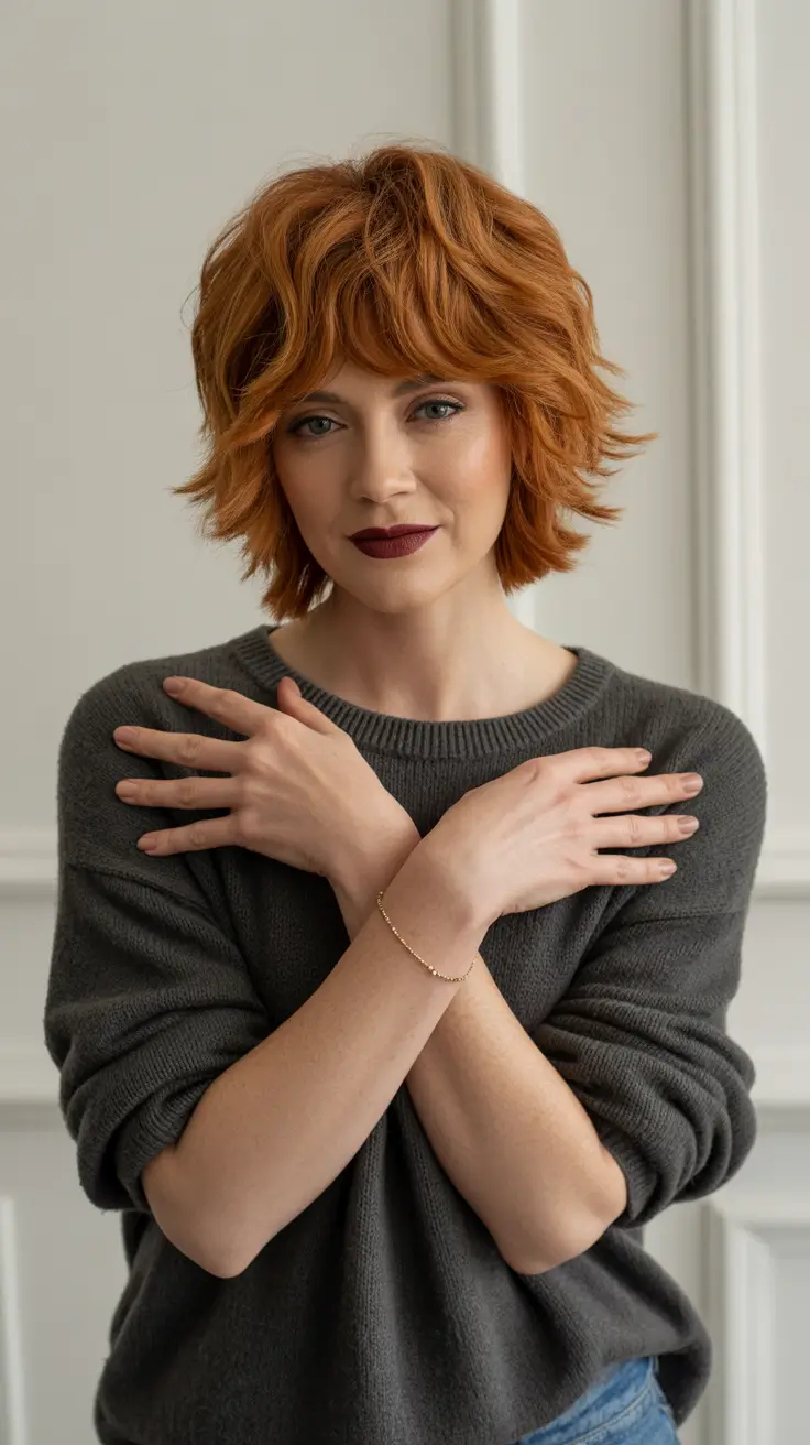 wolf haircut 2026 Fiery Textured Wolf Cut for the Brave