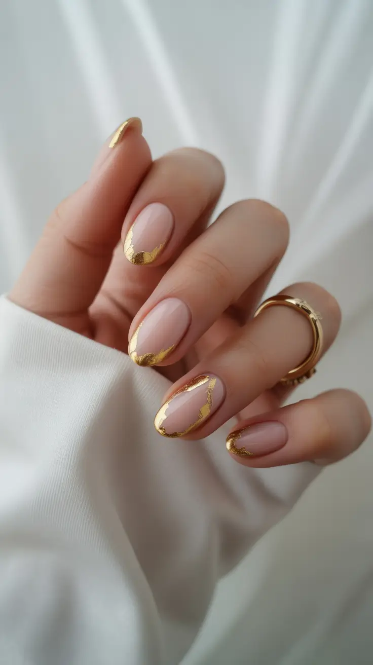Creative Acrylic Nails 2026 Gold Minimal Design