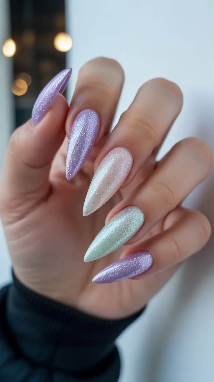 Creative Acrylic Nails 2026 Pastel Chrome Almond