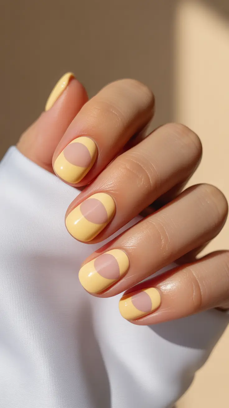 Creative Short Nails 2026 Yellow Graphic Short Nails