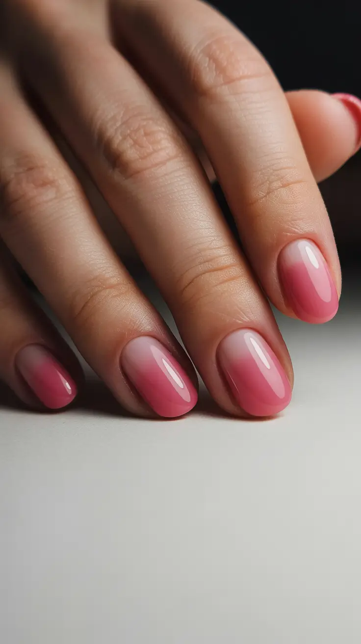 Creative Short Nails 2026 Soft Rose Gradient
