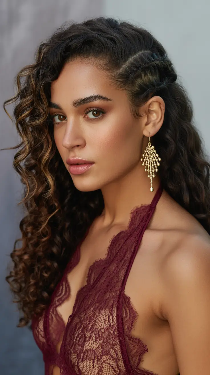 curly hairstyle 2026 Side Braided Power Curls