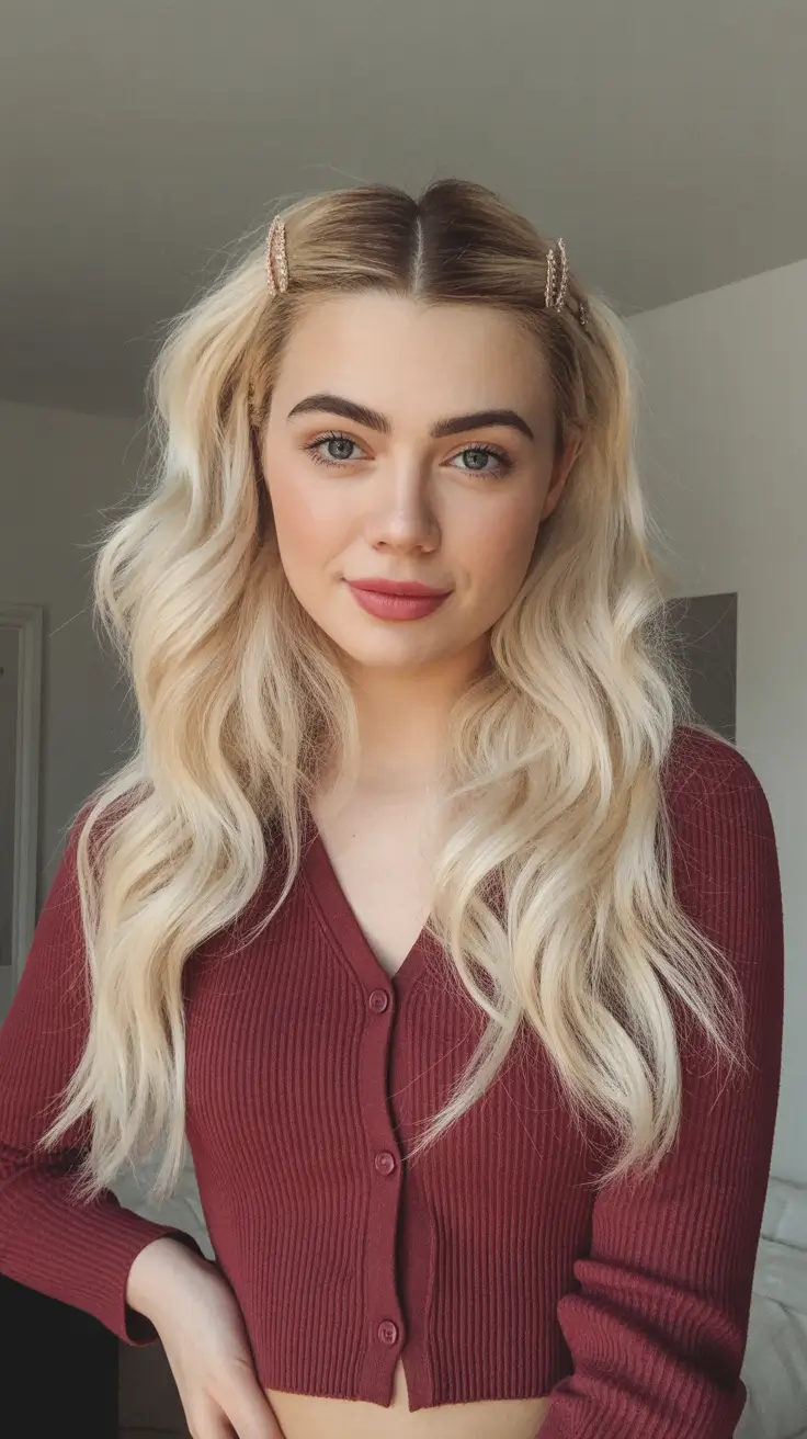 cute hairstyle 2026 Retro Beachy Waves with Clips